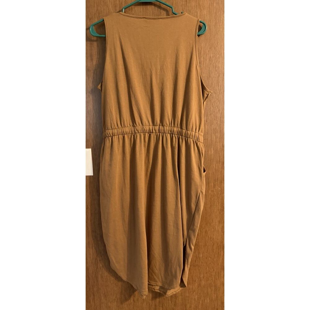 Zenana XL Brown Casual sleeveless drawstring waist tshirt dress vneck fall base - Picture 3 of 7